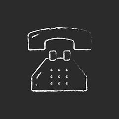 Image showing Telephone icon drawn in chalk.