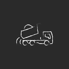 Image showing Dump truck icon drawn in chalk.