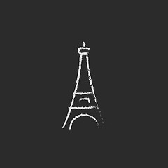Image showing Eiffel Tower icon drawn in chalk.