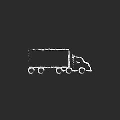 Image showing Delivery truck icon drawn in chalk.