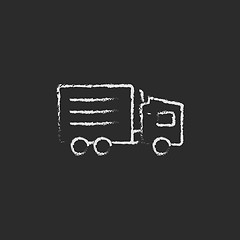 Image showing Delivery truck icon drawn in chalk.