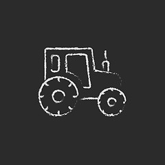 Image showing Tractor icon drawn in chalk.