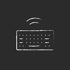 Image showing Wireless keyboard icon drawn in chalk.