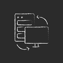 Image showing Personal computer set icon drawn in chalk.