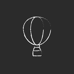 Image showing Hot air balloon icon drawn in chalk.
