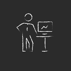 Image showing Business presentation icon drawn in chalk.