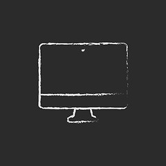 Image showing Computer monitor icon drawn in chalk.
