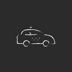 Image showing Taxi car icon drawn in chalk.
