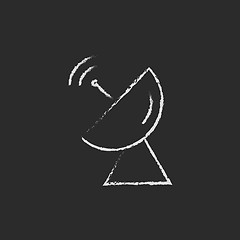 Image showing Radar satellite dish icon drawn in chalk.