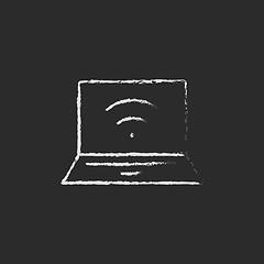 Image showing Laptop icon drawn in chalk.