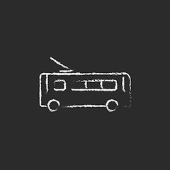 Image showing Trolleybus icon drawn in chalk.