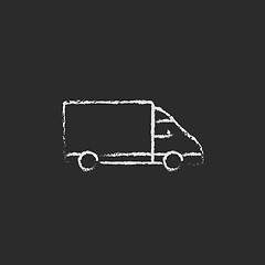 Image showing Delivery truck icon drawn in chalk.