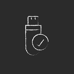 Image showing USB flash drive icon drawn in chalk.