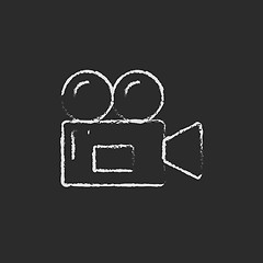 Image showing Video camera icon drawn in chalk.