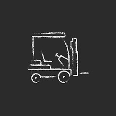 Image showing Forklift icon drawn in chalk.