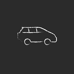 Image showing Minivan icon drawn in chalk.