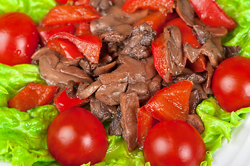 Image showing Roasted beef and mushrooms