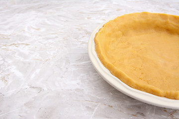 Image showing Close-up of pie dish lined with pastry
