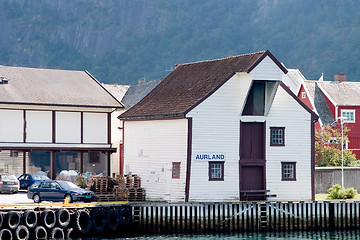 Image showing Mountain Village in a Fjord