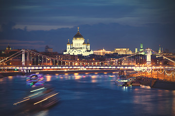 Image showing night landscape with views of the Moskva River