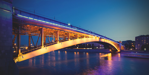 Image showing summer evening cityscape with Smolensky Metro Bridge