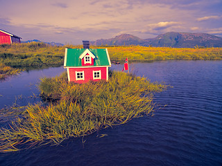 Image showing Scandinavian house on island