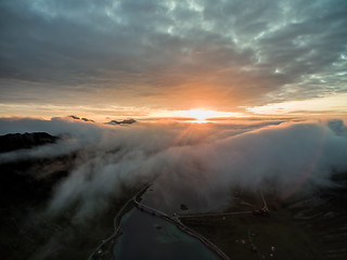 Image showing Midnight sun above clouds