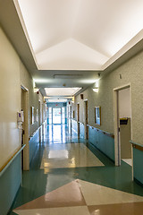 Image showing hospital hallway interior architecture and finishes in corridor