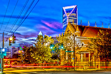 Image showing charlotte city skyline early morning at sunrise