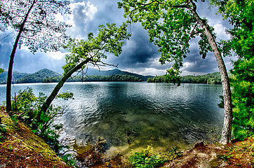 Image showing cloud over mountains on lake santeetlah north carolina