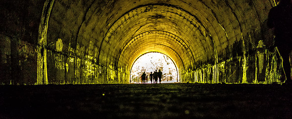 Image showing tunnel to road to nowhere at lakeshore trailhead near lake fonta