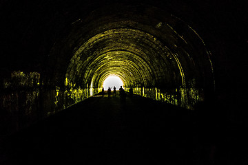 Image showing tunnel to road to nowhere at lakeshore trailhead near lake fonta