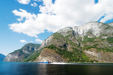 Image showing Norway Fjord Scenic with Ferry