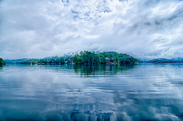 Image showing cloud over mountains on lake santeetlah north carolina