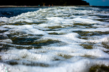 Image showing water foam waves ocean sunny day light