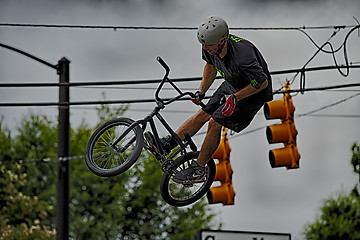 Image showing August 22 York SC - bmx extreme stunt man performs at annual cit