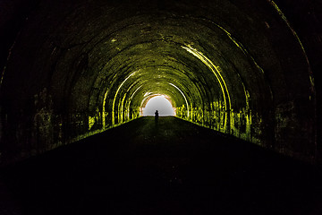 Image showing tunnel to road to nowhere at lakeshore trailhead near lake fonta