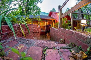 Image showing Rustic old cabin in the mountains