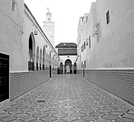 Image showing old   brick tower in morocco africa village and the sky