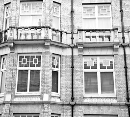 Image showing in europe london old red brick wall and      historical window