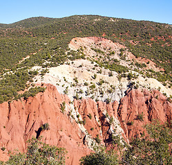 Image showing the    dades valley in atlas moroco africa ground tree  and nobo