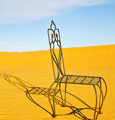 Image showing table and seat in desert  sahara morocco    africa yellow sand