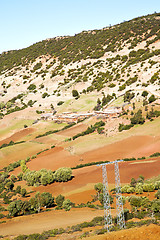 Image showing dades valley in atlas moroco africa electrical line 