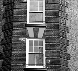 Image showing in europe london old red brick wall and      historical window