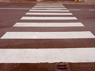 Image showing Retro look Zebra crossing sign