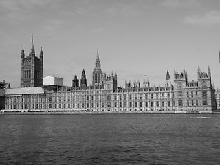 Image showing Black and white Houses of Parliament in London