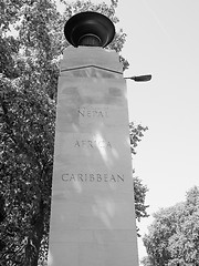 Image showing Black and white Memorial Gates in London