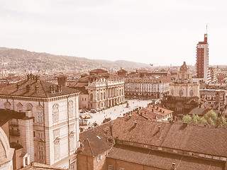 Image showing Retro looking Piazza Castello Turin