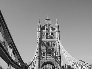 Image showing Black and white Tower Bridge in London