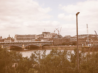 Image showing Retro looking Blackfriars bridge in London